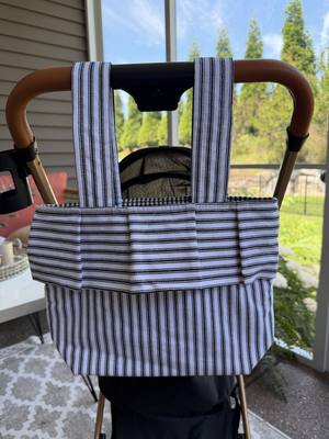 Stroller Caddy in Black Ticking Stripe